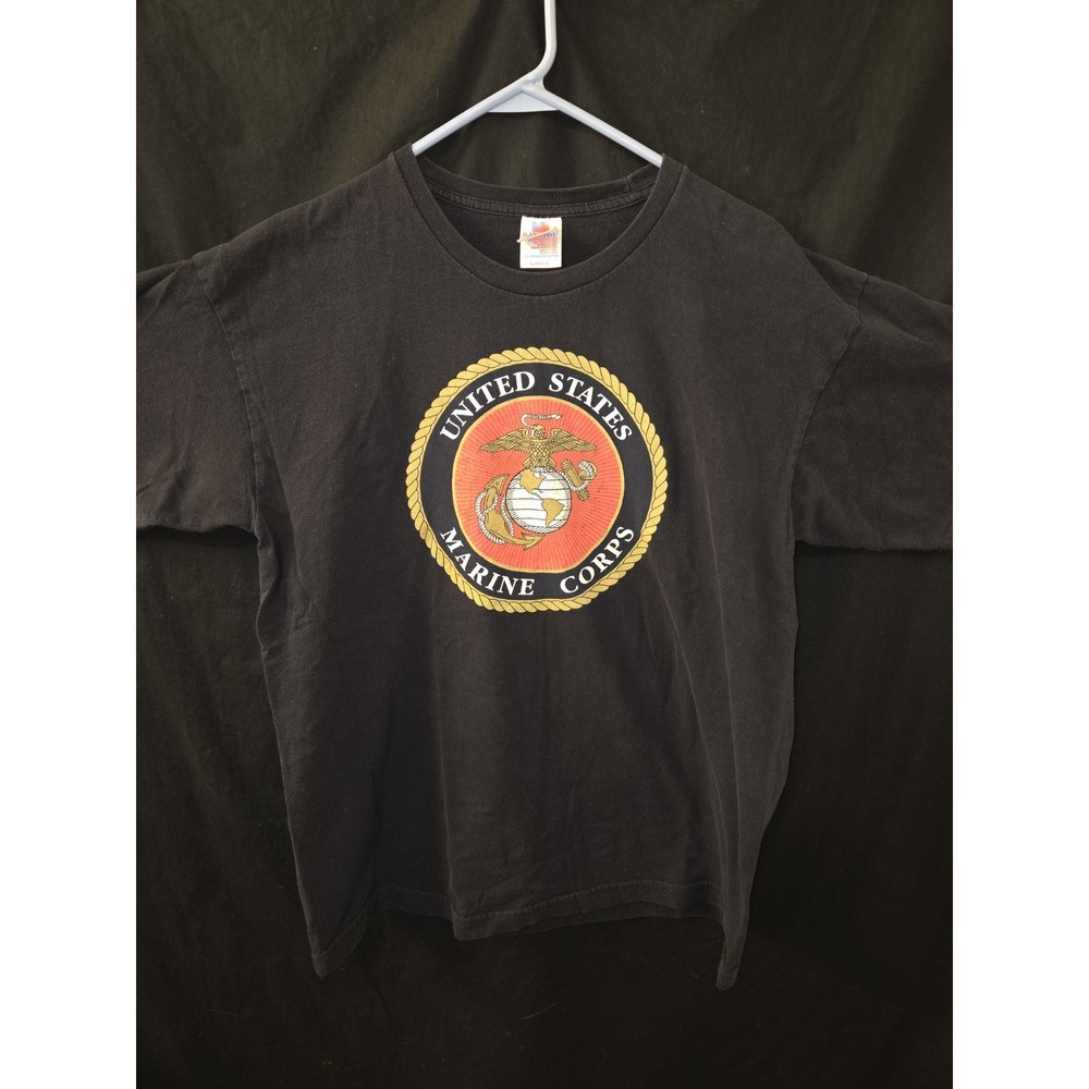 Bayside United States Marine Corps Men's L Black Graphic Print T-shirt USA NWOT